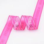 Rose Red Color Wide Glitter Ribbon Organza Material Printed Technics
