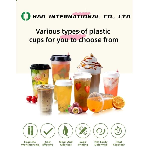 China Good Disposable Plastic Cup Shape Cup 16oz 24oz U Shape Boba Tea Cup