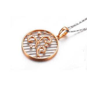 Wholesale New Design 18K Rose Gold White Gold Two Tone Round Charm Necklace (GDN006) from china suppliers