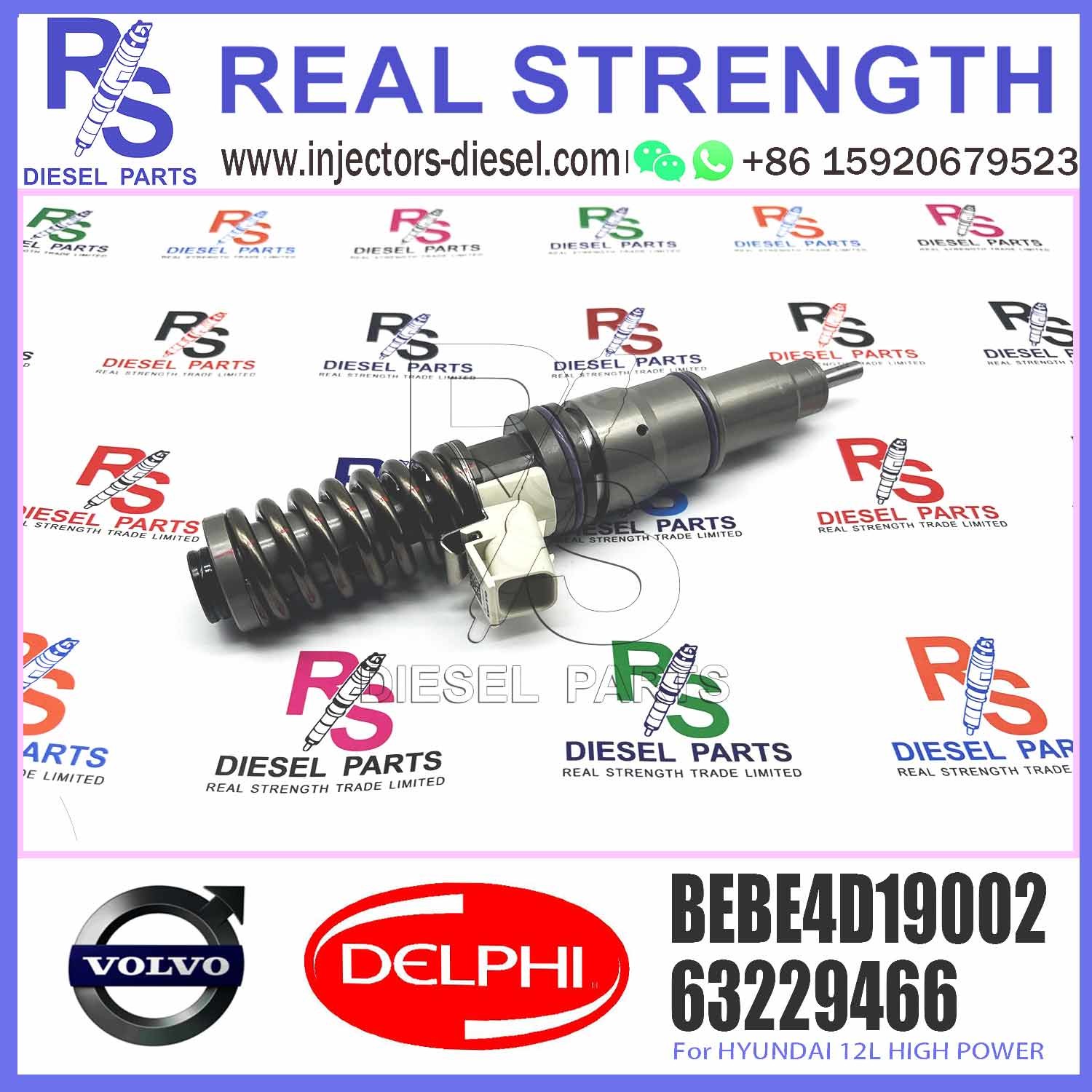 Diesel Injector 33800 84820, 33800-84820, 3380084820, 21306407 BEBE4D19002 for Hyundai D6CC engine