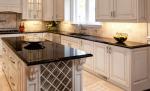 New Black Quartz Stone Table Top Glass Cabinet Real Wood Kitchen Cabinets