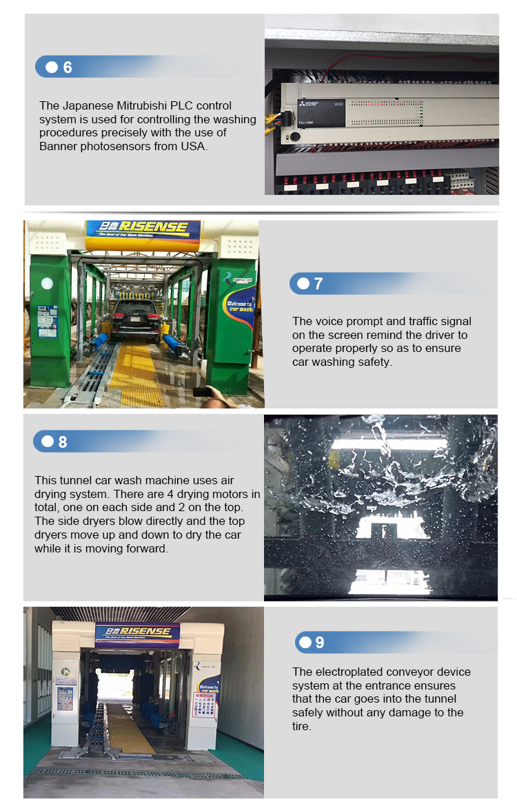 6200*3800*3440mm Tunnel Car Wash Machine With 80-110L Water Consumption