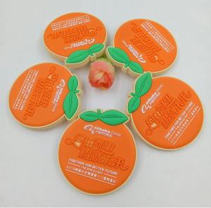 Wholesale Custom Orange Shape Embossed Rubber Soft PVC Badges With Safety Pins For Alibaba 12th Birthday from china suppliers