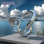 Modern Large Outdoor Metal Sculpture Stainless Steel Mirror Surrounding Circle