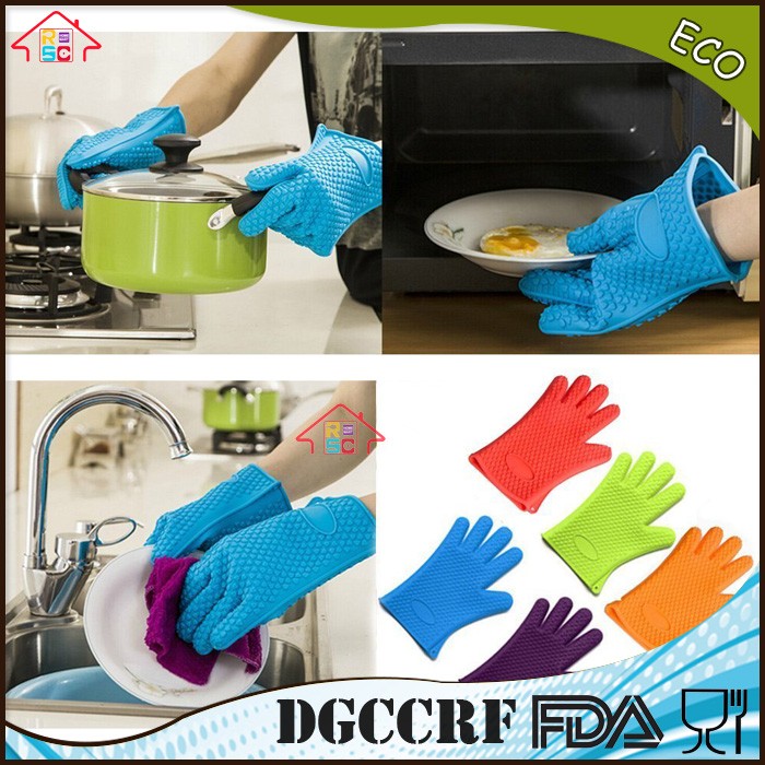 Amazon silicone cooking gloves BPA free Silicone glove Heat Resistant bbq grill glove