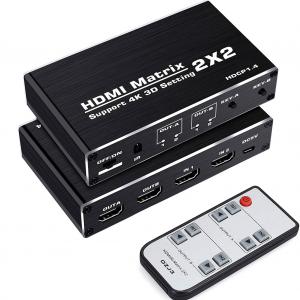 China 2x2 4k 60hz 2 Ports Matrix HDMI Switch Splitter 2 In 2 Out for HDCP 1.4 3D 1080p on sale
