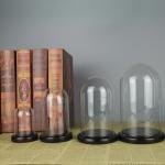 Decoration Hand Blown D10xH16cm Wood Base Glass Cloche