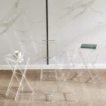 Round Folding Acrylic End Table Coffee Table Set for Living Room Hotel Coffee