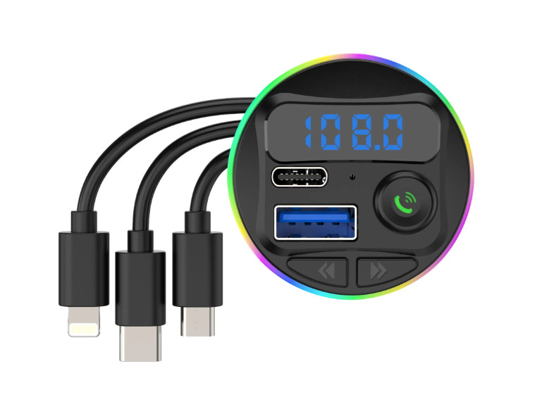 Wireless Bluetooth USB FM Transmitter Car Charger With Hands Free Calling Fast Charging