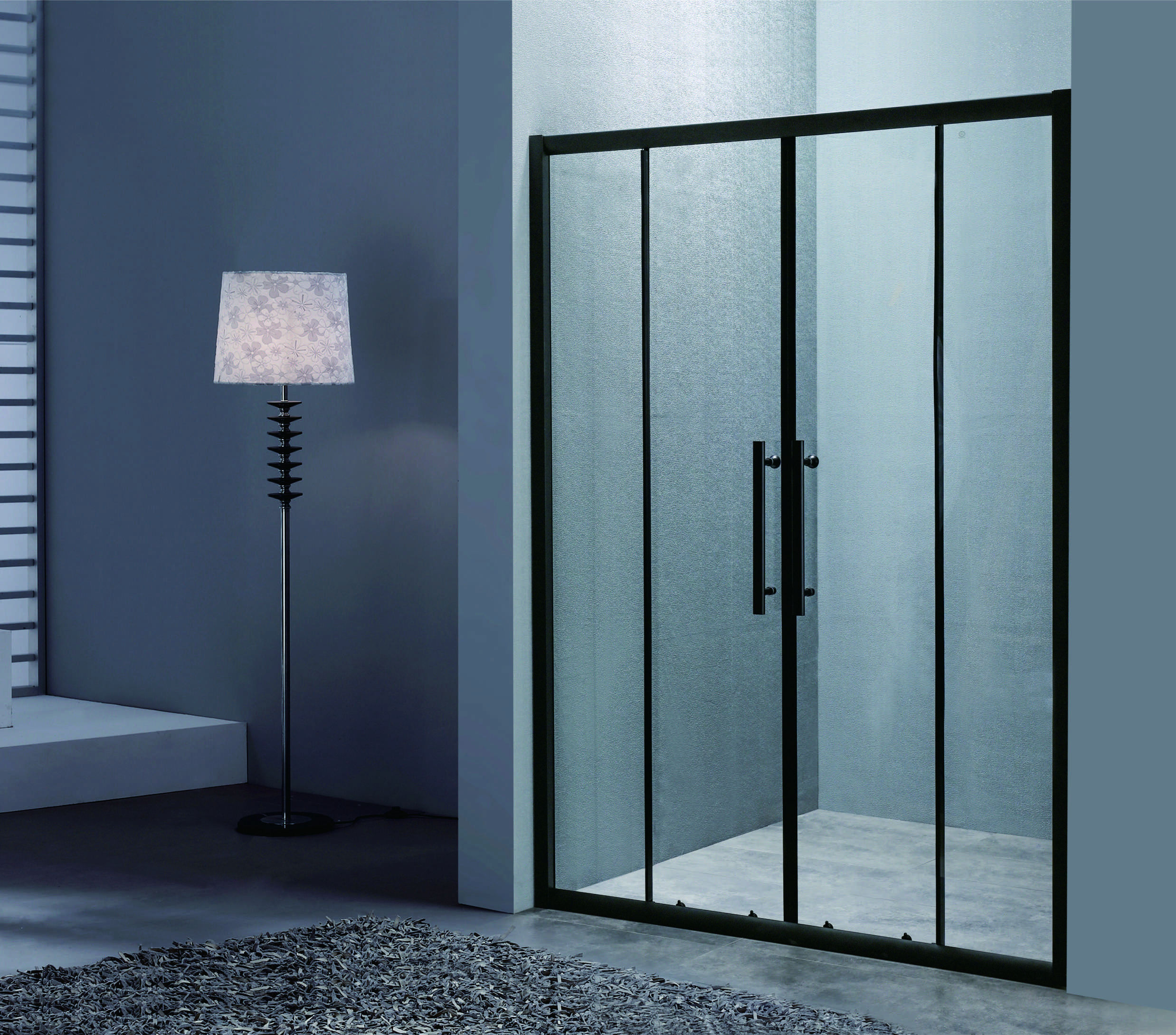 Sliding Shower Doors 120*190cm Size Tempered Glass And Aluminium Black Frame Latest