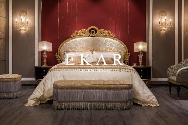 Luxury Cushion Headboard Bed European Royal King Size Bedroom Furniture Solid