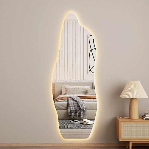 Hotel Bathroom Decoration Semi Circle Mirror with Small Backlit and Touch Screen