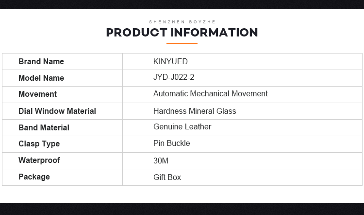 KINYUED J022-2 Minimalist Gold Case Leather Strap Watches Complete Calendar Automatic Mechanical Waterproof Montre Homme