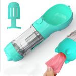 19OZ 4 In 1 Portable Dog Water Dispenser With Feeding Bowl Poop Shovel