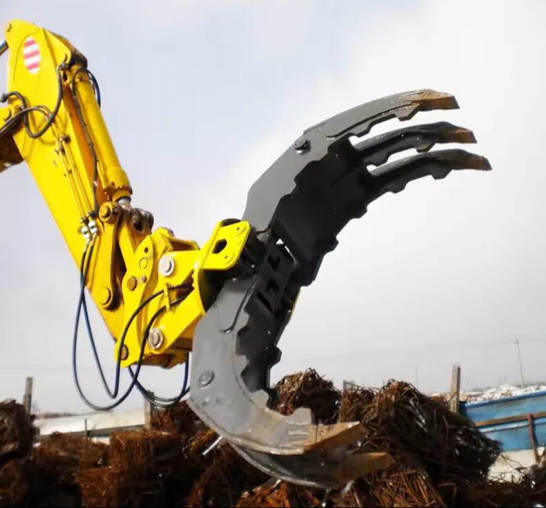 Excavator Hydraulic Log Rotary Grab Double Cylinder Excavator Wood Grapple