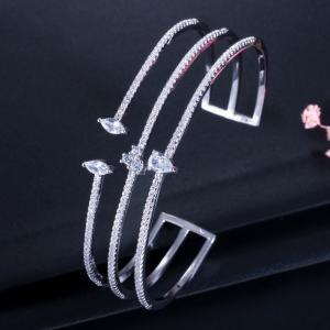 Wholesale Round Bracelets &amp; Bangles For Women Wedding Gift Gold Silver Plated CZ Rhinestone Bangles Jewelry Bracelets from china suppliers