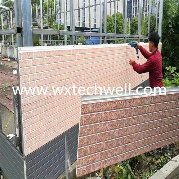 Embossed Brick Pattern Exterior Decorative Metal Wall Cladding Panel Production Line