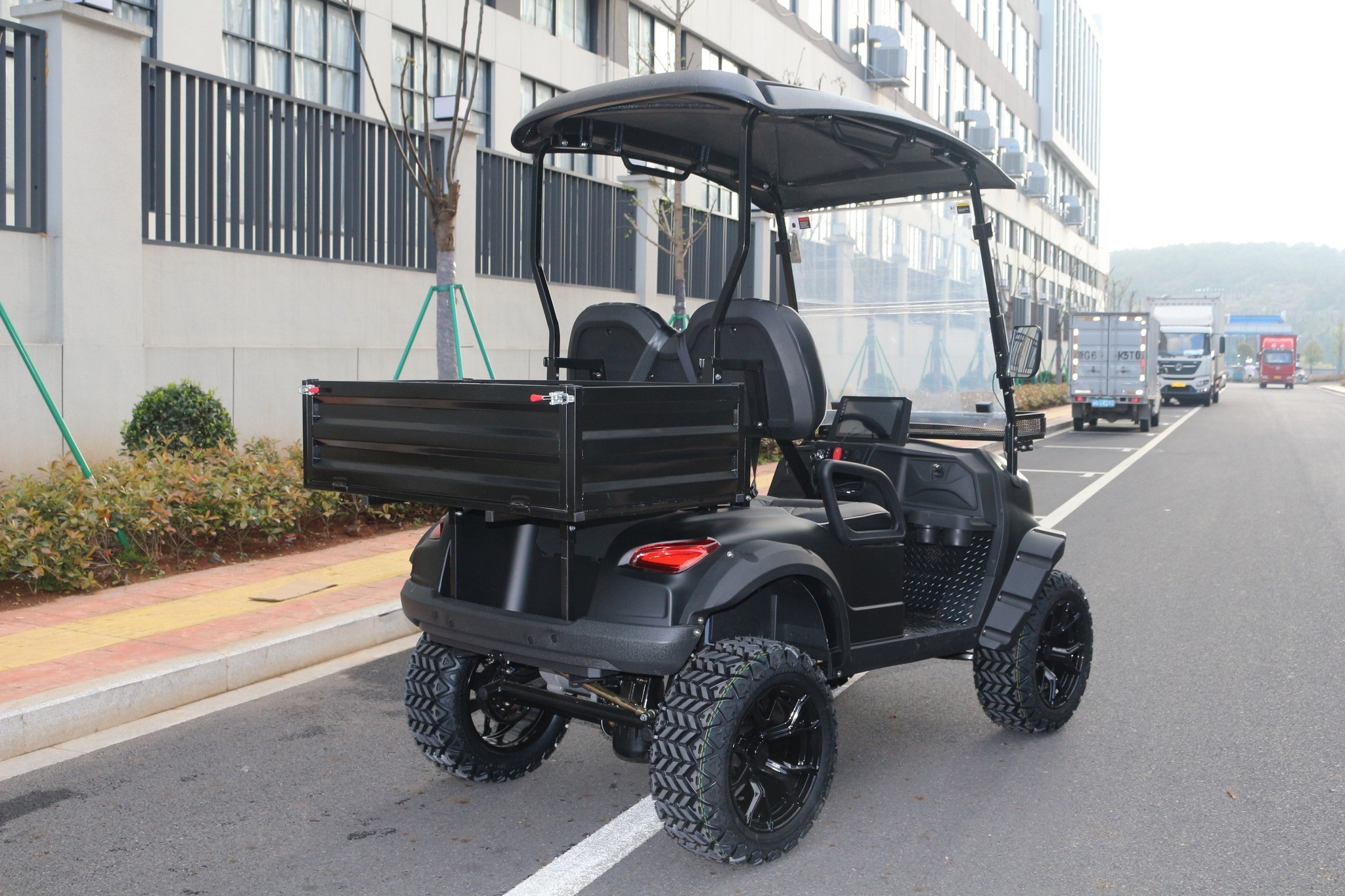 Matte black electric golf truck aluminum alloy rear bucket large screen McPherson independent suspension