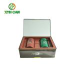 Tea Tin Can Commercial Two Round Tin Plate Containers Box 90×145 mm
