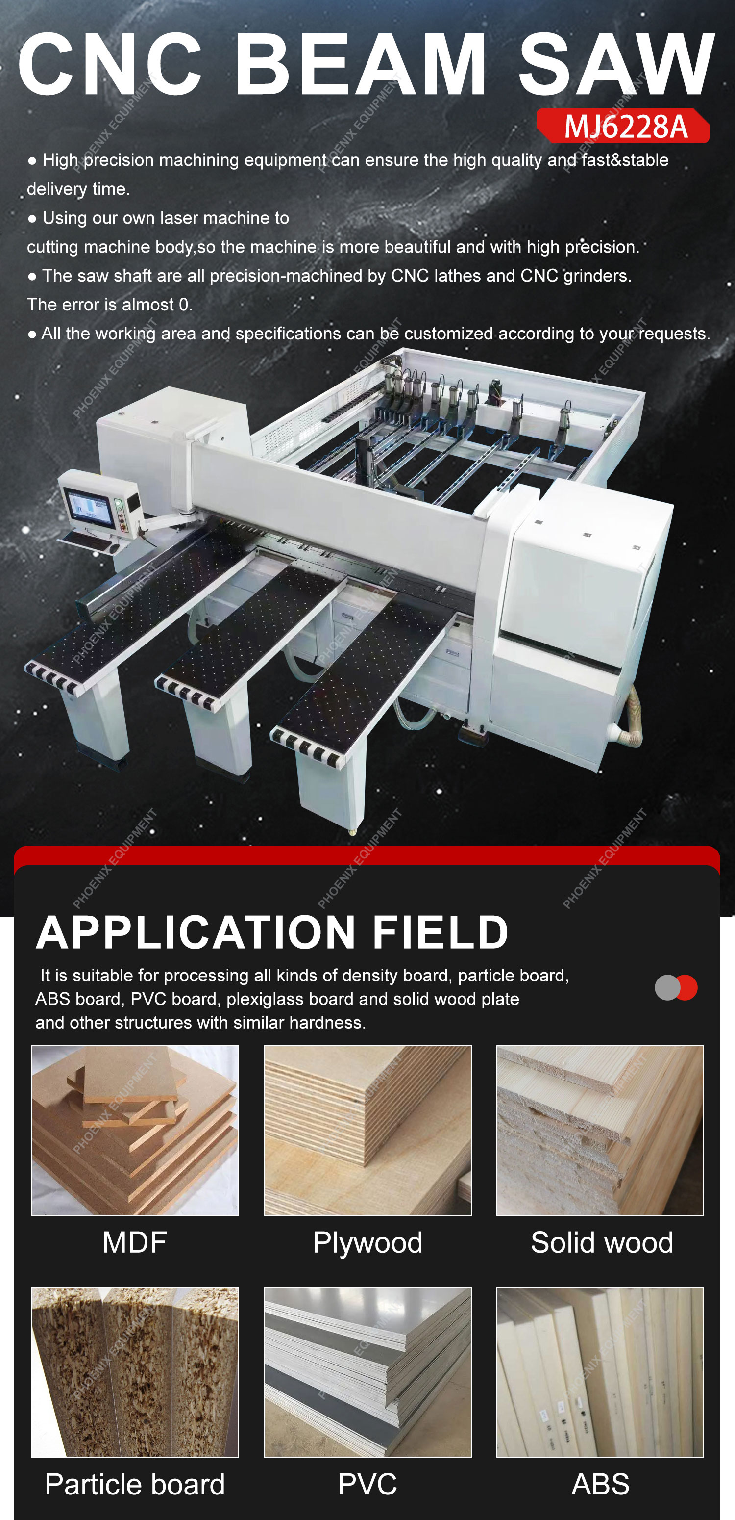 Automatic Electronic Woodworking Machine CNC Beam Saw for Solid Wood Board Cutting