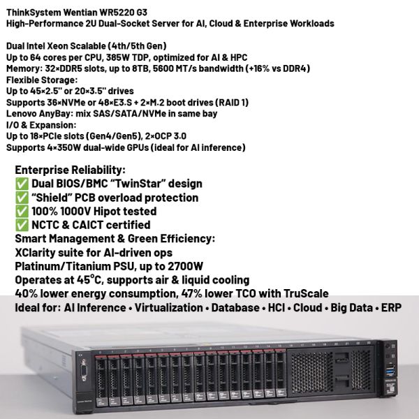 ThinkSystem WR5220 G3 Server front view