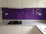 Kitchen Violet Painted Glass Backsplash Easily Clean The Stains