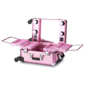 Wholesale OEM ODM Pink Cosmetic Beauty Case , Professional Makeup Cases On Wheels from china suppliers
