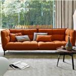 Solid Wood Plywood Brown Leather Sectional Couch OEM ODM