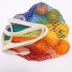 Organic Cotton Big Net Bag Womens Shopping Mesh Bags With Custom Logo Pocket