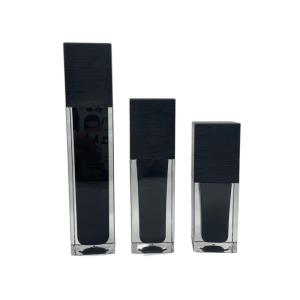 Wholesale Square Cosmetic Pump Bottle 60ml UV Screw Brush Matt Black Acrylic from china suppliers