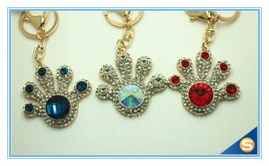 Wholesale Rhinestone palmation Hand Shape Pendant key chain Custom Jewelry metal Key Chain from china suppliers