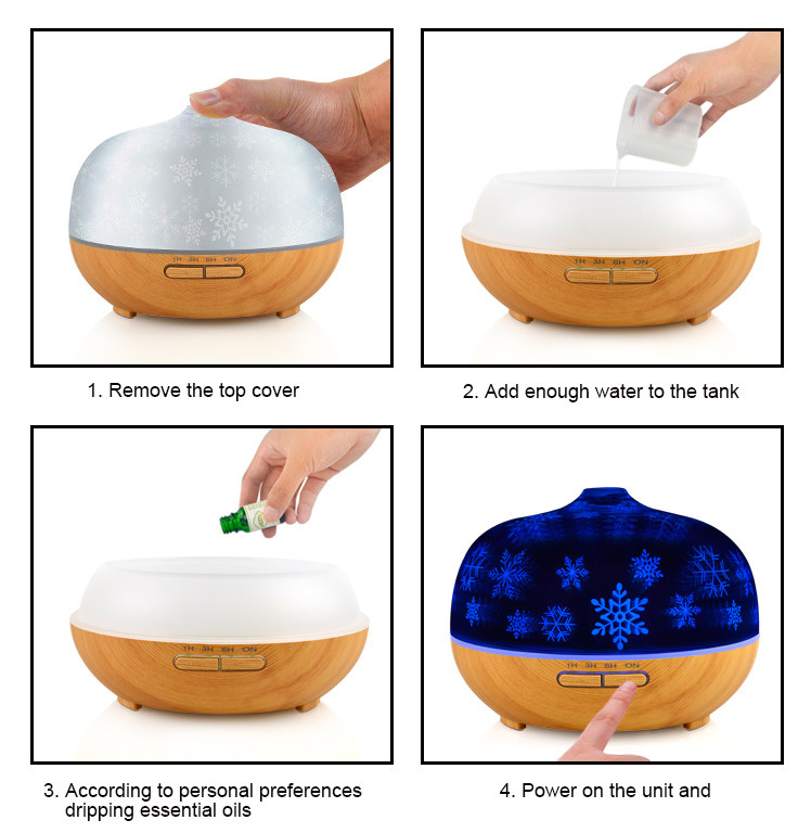 300ml 7 Color Changing 3D Glass Ultrasonic Diffuser