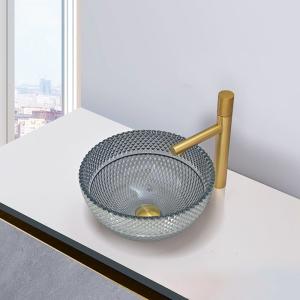 Wholesale Modern Crystal Glass Round Countertop Basin For Bathroom from china suppliers