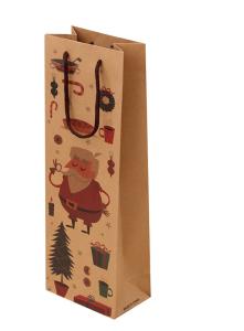 Wholesale Custom Printed Brown Kraft Paper Wine Gift Bags With Cotton Handles Bulk from china suppliers