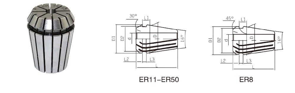 Spindle Parts Spring Lathe ER11 ER16 Collet High Precision Customized Available