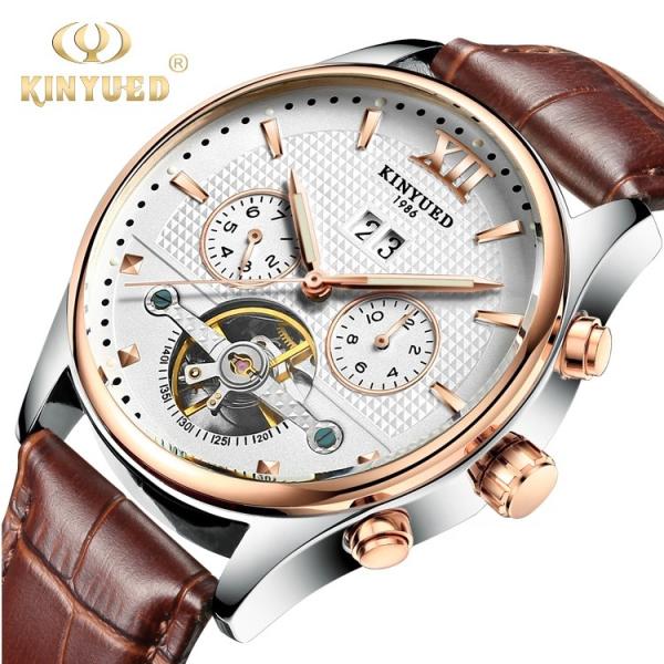 KINYUED Fashion Tourbillon Automatic Movement Mens Automatic Mechanical Watch