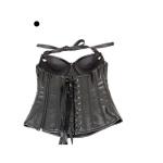 NANBIN XXL 3 Hooks Black Leather Underbust Corset Plus Size
