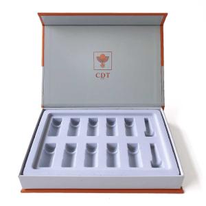 Wholesale Orange Elegant Beauty Box Gift Set Custom Glass Bottle Holder Inserts from china suppliers