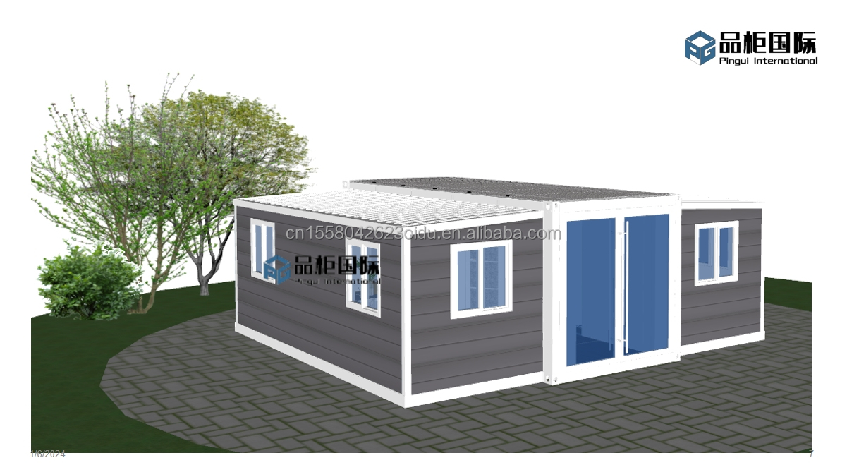 Residential or Office 20ft Expandable Container House with Two Bedrooms and Aluminum Alloy Windows in Modern Style