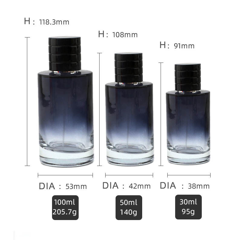 Hot spot 30ML50ML cylindrical perfume bottle straight round spray bottle high-end screw perfume glass bottle