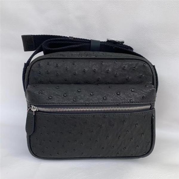 Authentic Real Ostrich Skin Men Small Flap Purse Genuine Exotic Leather Cross