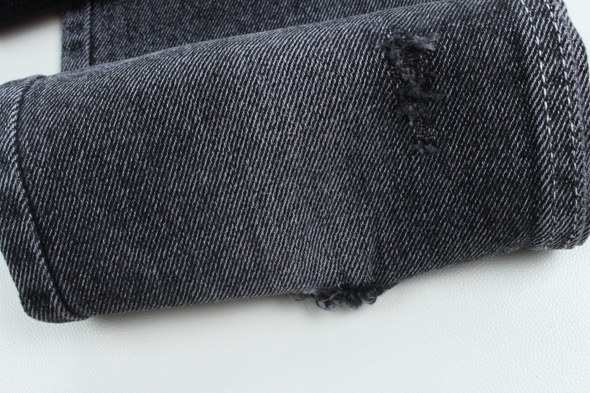 10.5 Oz 100% Cotton Black And Black Backside Rigid Denim Jeans Fabric