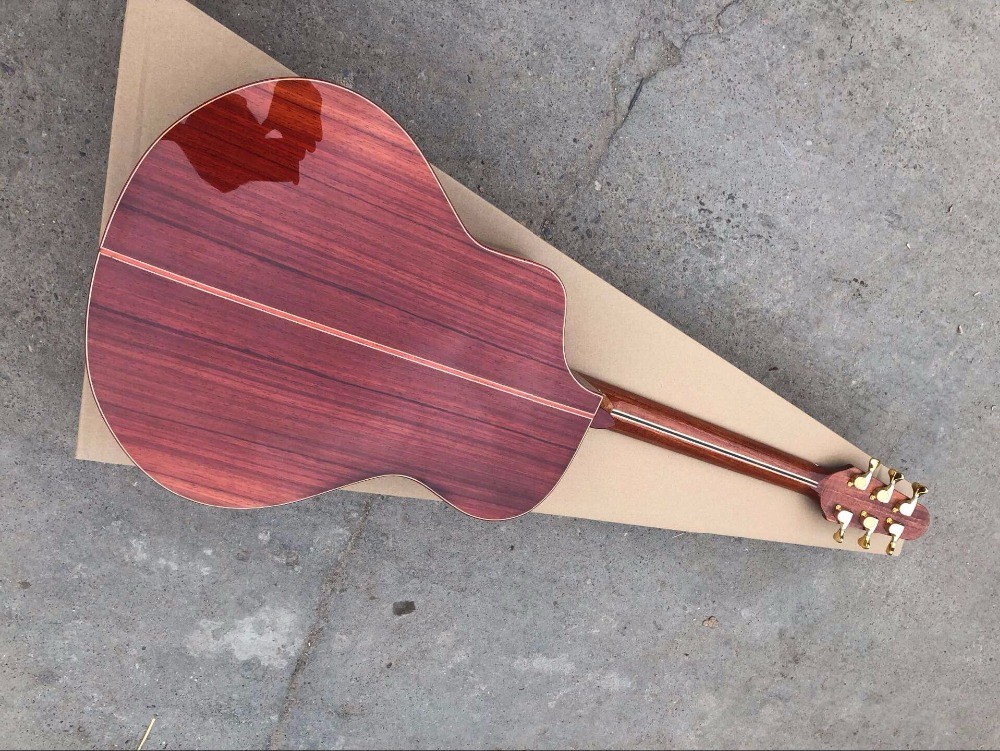 Handmade all solid wood guitar feature unique custom guitar red wood armrestsingle cut acoustic electric guitar