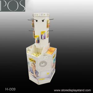 round hook display stand with compartments base display bin