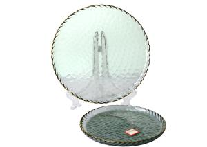 Wholesale Kitchen Hammpered Gold Rim Crystal Glass Plates 22cm Handmade Dinner Plate from china suppliers