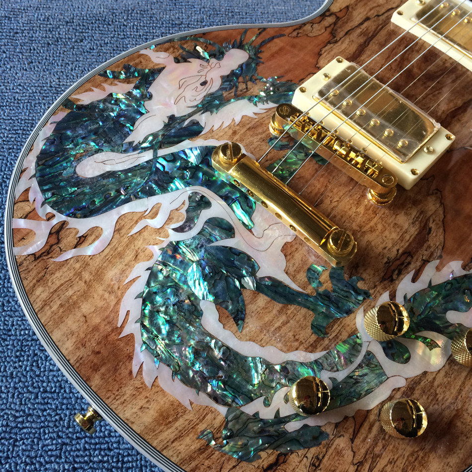 New high-quality custom LP electric guitar, Abalone Dinosaur inlaid fingerboard & body custom LP Electric guitar, free s