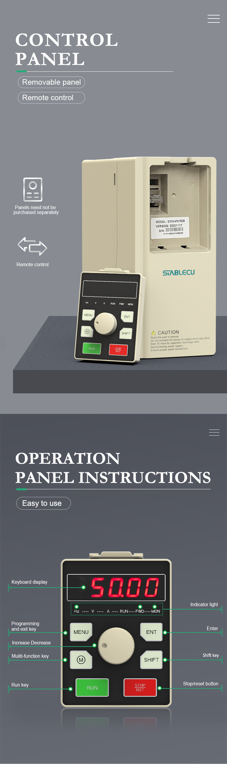 0.75KW Three Phase Frequency Converter Variable Speed Frequency Drive