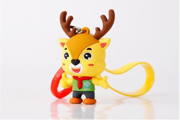 Custom Souvenir Soft PVC Rubber Movie Figure Miniature Attached To Metal Key