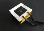 Ribbon Handle Gift Printed Paper Bags Carry White Black Inside Yellow Greaseproo