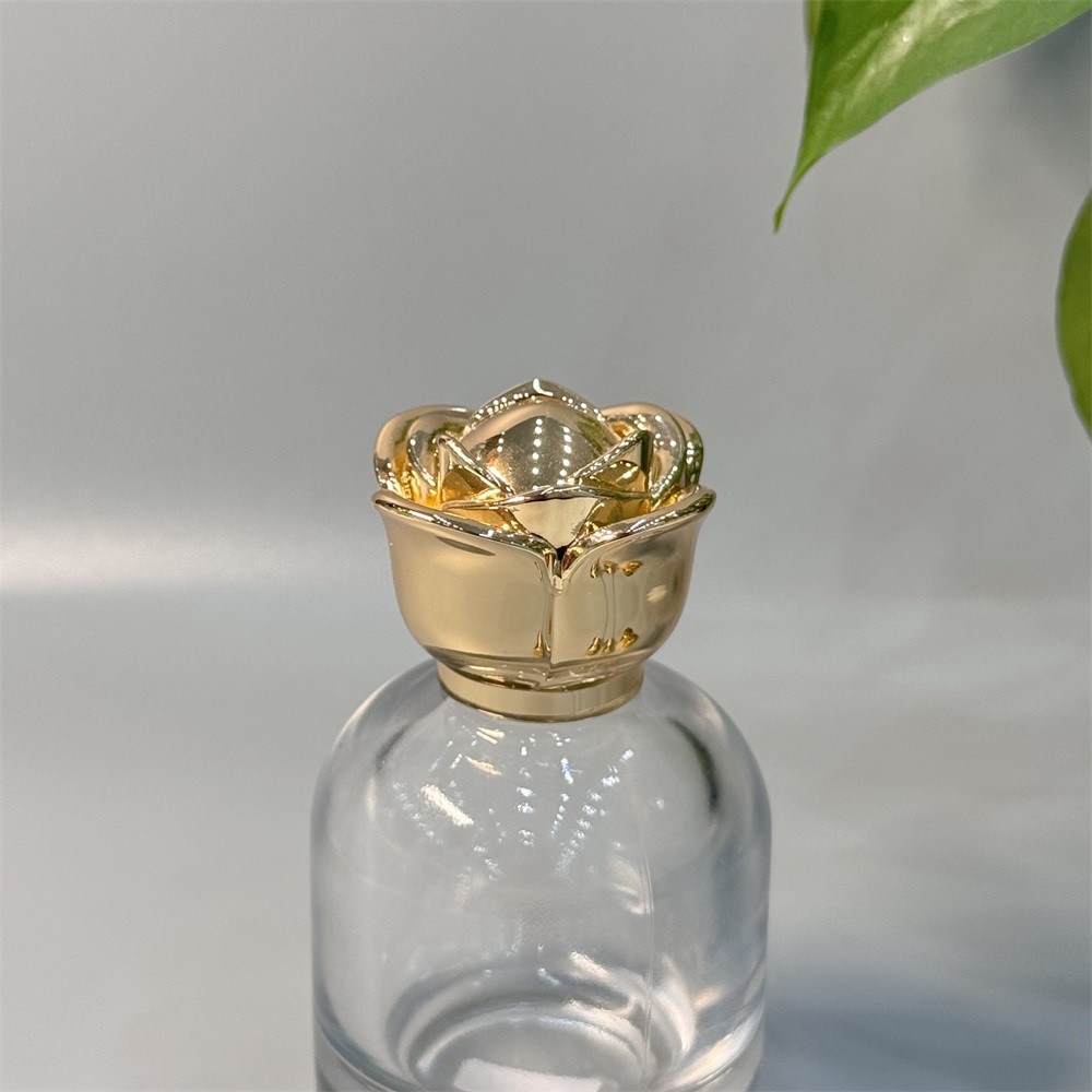 Gold Rose Zamak Perfume Cap and Custom bottle Caps for Luxury Perfume Packaging